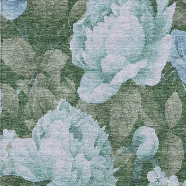 HomeRoots 5' Indoor Outdoor Floral Area Rug - Stylish, Washable, Stain-Resistant Design for Any Space Sky 9' x 12' 611589