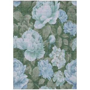 HomeRoots 5' Indoor Outdoor Floral Area Rug - Stylish, Washable, Stain-Resistant Design for Any Space Sky 10' x 14' 611590