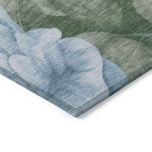 HomeRoots 5' Indoor Outdoor Floral Area Rug - Stylish, Washable, Stain-Resistant Design for Any Space Sky 10' x 14' 611590