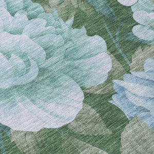 HomeRoots 5' Indoor Outdoor Floral Area Rug - Stylish, Washable, Stain-Resistant Design for Any Space Sky 10' x 14' 611590