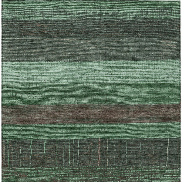HomeRoots 5' Stylish Striped Washable Area Rug for Indoor and Outdoor Spaces - Durable, Easy Care, Versatile Design Green 5' x 7'6" 611604