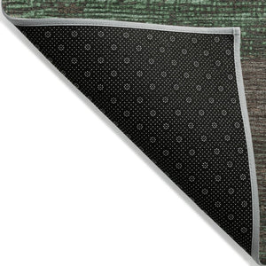 HomeRoots 5' Stylish Striped Washable Area Rug for Indoor and Outdoor Spaces - Durable, Easy Care, Versatile Design Green 5' x 7'6" 611604