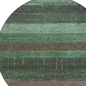 HomeRoots 5' Stylish Striped Washable Area Rug for Indoor and Outdoor Spaces - Durable, Easy Care, Versatile Design Green 8' x 8' 611605