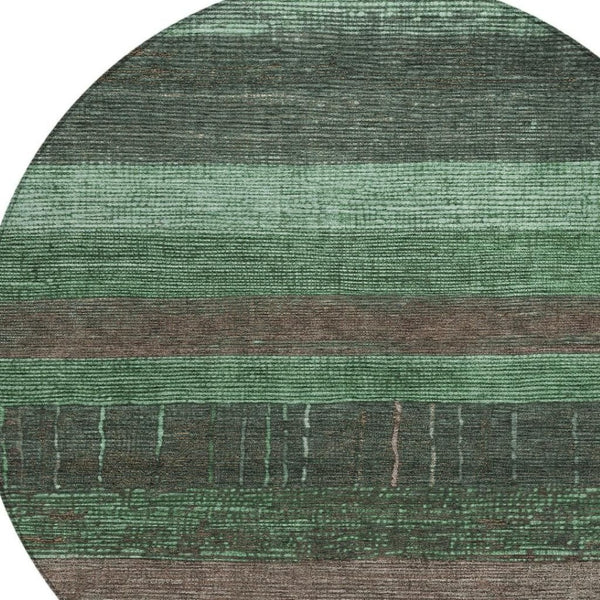 HomeRoots 5' Stylish Striped Washable Area Rug for Indoor and Outdoor Spaces - Durable, Easy Care, Versatile Design Green 8' x 8' 611605