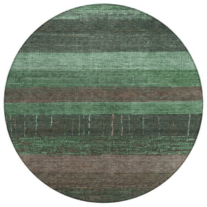 HomeRoots 5' Stylish Striped Washable Area Rug for Indoor and Outdoor Spaces - Durable, Easy Care, Versatile Design Green 8' x 8' 611605