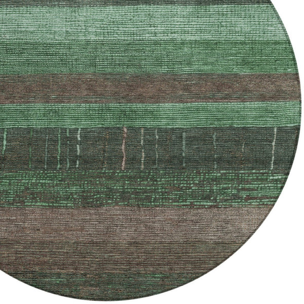 HomeRoots 5' Stylish Striped Washable Area Rug for Indoor and Outdoor Spaces - Durable, Easy Care, Versatile Design Green 8' x 8' 611605