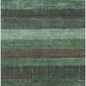 HomeRoots 5' Stylish Striped Washable Area Rug for Indoor and Outdoor Spaces - Durable, Easy Care, Versatile Design Green 9' x 12' 611607