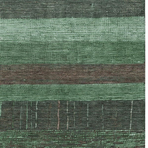 HomeRoots 5' Stylish Striped Washable Area Rug for Indoor and Outdoor Spaces - Durable, Easy Care, Versatile Design Green 10' x 14' 611608