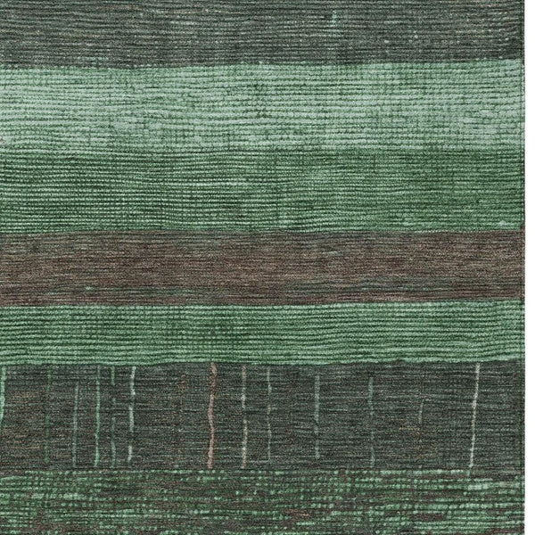 HomeRoots 5' Stylish Striped Washable Area Rug for Indoor and Outdoor Spaces - Durable, Easy Care, Versatile Design Green 10' x 14' 611608