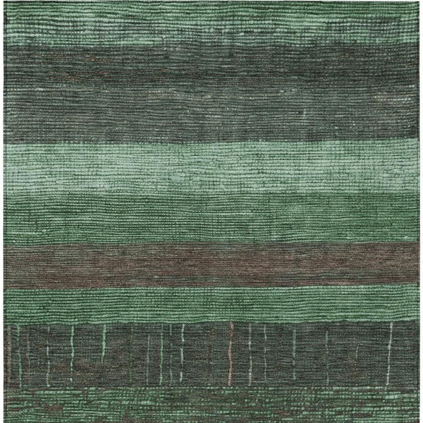 HomeRoots 5' Stylish Striped Washable Area Rug for Indoor and Outdoor Spaces - Durable, Easy Care, Versatile Design Green 10' x 14' 611608