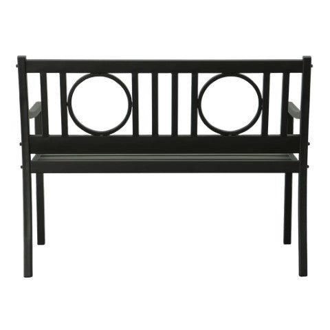 Homeroots 45" Black Metal Geometric Patio Bench - Stylish Outdoor Seating For Garden, Deck, And Porch Comfort  Steel 611609