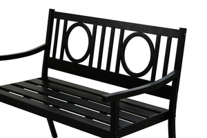 Homeroots 45" Black Metal Geometric Patio Bench - Stylish Outdoor Seating For Garden, Deck, And Porch Comfort  Steel 611609