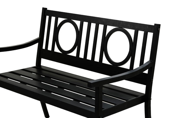 Homeroots 45" Black Metal Geometric Patio Bench - Stylish Outdoor Seating For Garden, Deck, And Porch Comfort  Steel 611609
