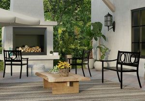 Homeroots 45" Black Metal Geometric Patio Bench - Stylish Outdoor Seating For Garden, Deck, And Porch Comfort  Steel 611609