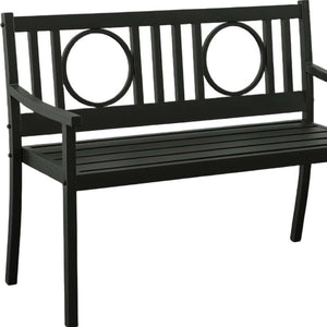 Homeroots 45" Black Metal Geometric Patio Bench - Stylish Outdoor Seating For Garden, Deck, And Porch Comfort  Steel 611609
