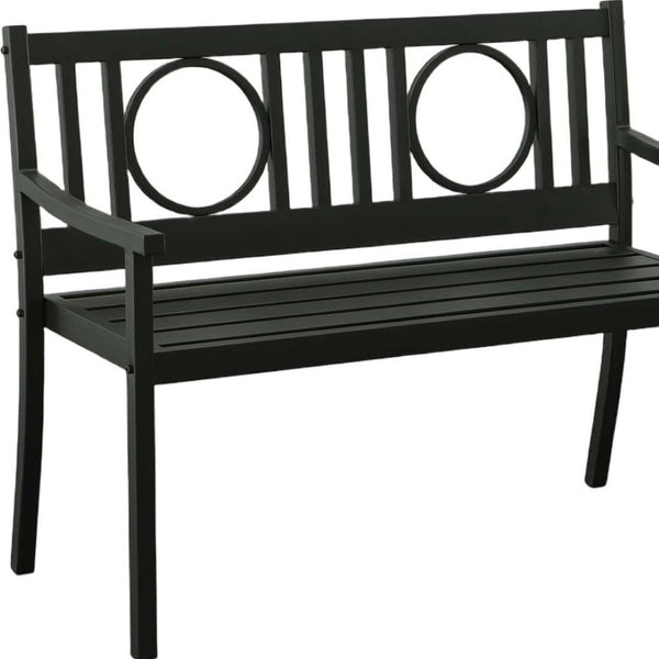 Homeroots 45" Black Metal Geometric Patio Bench - Stylish Outdoor Seating For Garden, Deck, And Porch Comfort  Steel 611609