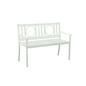 HomeRoots 45" White Metal Garden Patio Bench - Chic Outdoor Seating with Supportive Backrest & Weather Resistance 611610