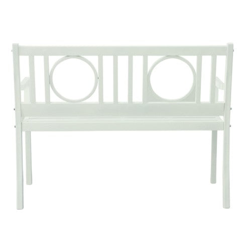 Homeroots 45" White Metal Geometric Patio Bench - Stylish Outdoor Seating For Garden, Porch, Or Deck Comfort  Steel 611610