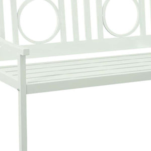 Homeroots 45" White Metal Geometric Patio Bench - Stylish Outdoor Seating For Garden, Porch, Or Deck Comfort  Steel 611610