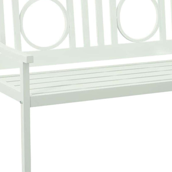 Homeroots 45" White Metal Geometric Patio Bench - Stylish Outdoor Seating For Garden, Porch, Or Deck Comfort  Steel 611610