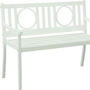Homeroots 45" White Metal Geometric Patio Bench - Stylish Outdoor Seating For Garden, Porch, Or Deck Comfort  Steel 611610
