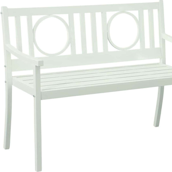 Homeroots 45" White Metal Geometric Patio Bench - Stylish Outdoor Seating For Garden, Porch, Or Deck Comfort  Steel 611610