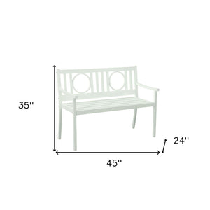 Homeroots 45" White Metal Geometric Patio Bench - Stylish Outdoor Seating For Garden, Porch, Or Deck Comfort  Steel 611610