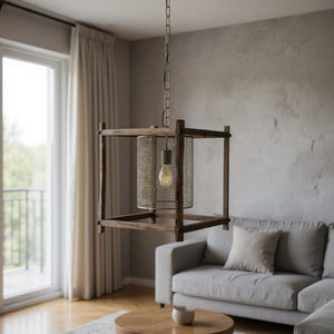 HomeRoots Gold Dimmable Ceiling Light Fixture - Elegant Single Metal Design with Cylinder Shades for Versatile Style 611611