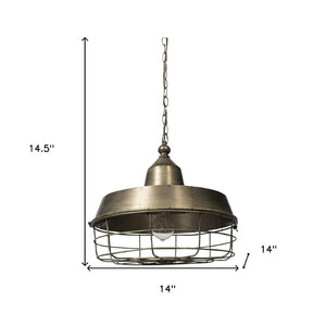 HomeRoots Gold Dimmable Ceiling Pendant Light with Elegant Dome Shade - Perfect for Stylish Spaces! 611614