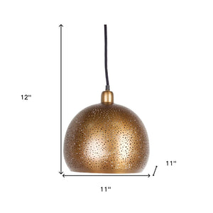 HomeRoots Gold Contemporary Dimmable Ceiling Light Fixture with Elegant Dome Shade for Modern Interiors 611615