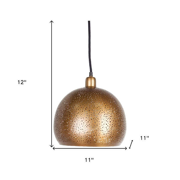 HomeRoots Gold Contemporary Dimmable Ceiling Light Fixture with Elegant Dome Shade for Modern Interiors 611615