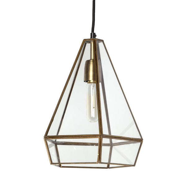 HomeRoots Clear Metal Dimmable Ceiling Light Fixture with Adjustable Height & Sleek Glass Shade for Modern Spaces 611616