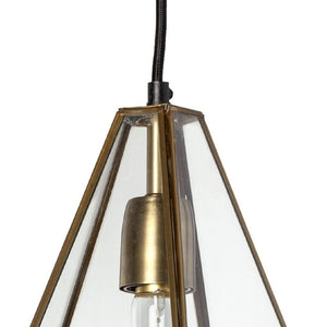 HomeRoots Clear Metal Dimmable Ceiling Light Fixture with Adjustable Height & Sleek Glass Shade for Modern Spaces 611616