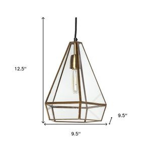 HomeRoots Clear Metal Dimmable Ceiling Light Fixture with Adjustable Height & Sleek Glass Shade for Modern Spaces 611616