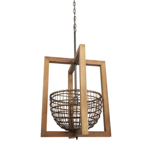 HomeRoots Brown Single Metal Dimmable Ceiling Light - Stylish Pendant with Warm Rattan Shades for Any Room 611617