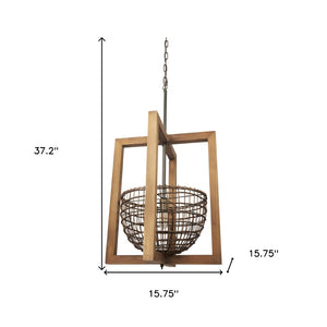 HomeRoots Brown Single Metal Dimmable Ceiling Light - Stylish Pendant with Warm Rattan Shades for Any Room 611617
