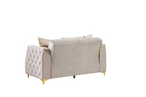 English Elm Lippa Quilted Sleeper Loveseat with Gold Steel Legs Storage and Foam Cushion Seat Taupe B009S02237
