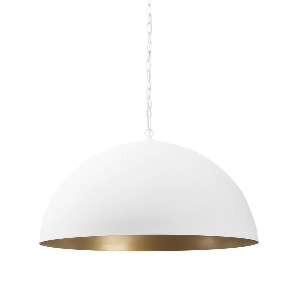 HomeRoots White Dimmable Metal Ceiling Light Fixture – Modern Dome Shade for Stylish Ambient Illumination 611619
