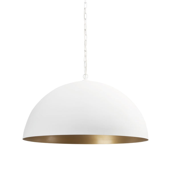 HomeRoots White Dimmable Metal Ceiling Light Fixture – Modern Dome Shade for Stylish Ambient Illumination 611619