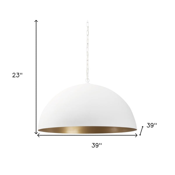 HomeRoots White Dimmable Metal Ceiling Light Fixture – Modern Dome Shade for Stylish Ambient Illumination 611619