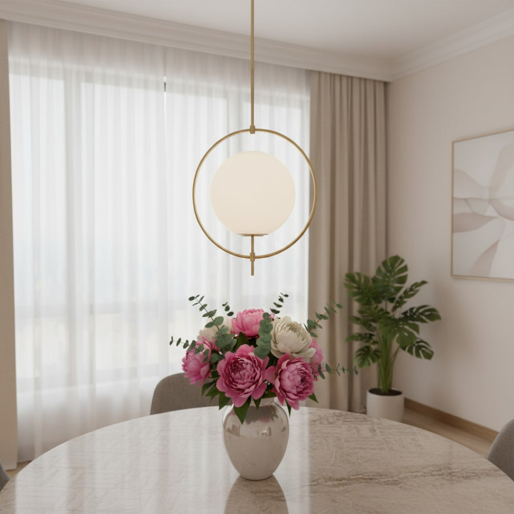 HomeRoots White Dimmable Metal Ceiling Light with Elegant Globe Shade for Modern Home Décor and Illumination 611620