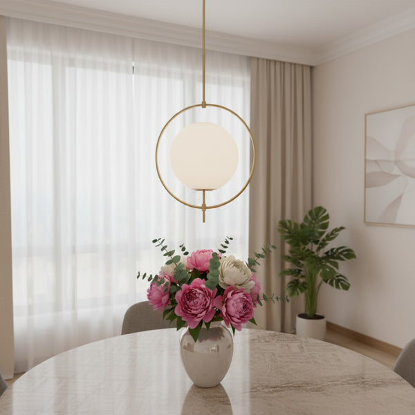 HomeRoots White Dimmable Metal Ceiling Light with Elegant Globe Shade for Modern Home Décor and Illumination 611620