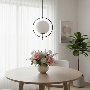 HomeRoots White Single Metal Dimmable Ceiling Light – Modern Globe Design for Stylish Entryways & Dining Areas 611621