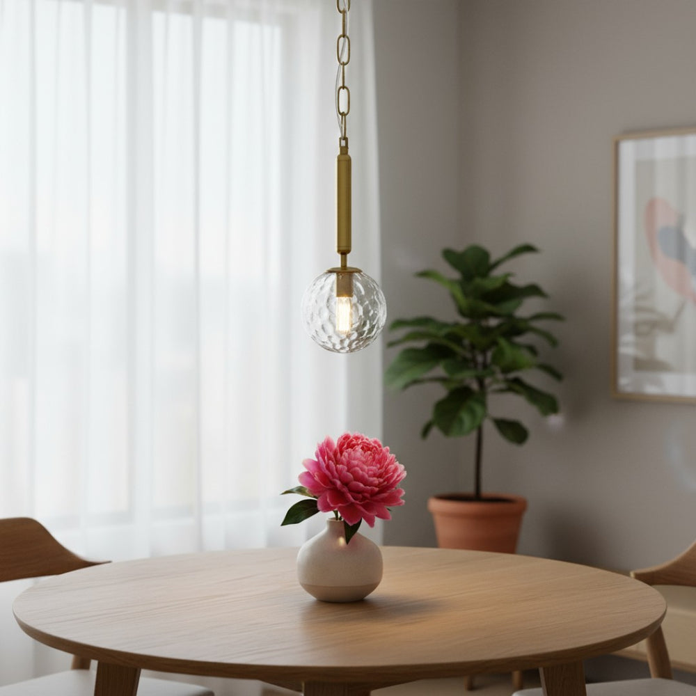 HomeRoots Clear Dimmable Metal Ceiling Light with Elegant Glass Shades for Modern Spaces - 60W Max Bulb Compatible 611623
