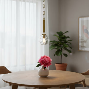 HomeRoots Clear Dimmable Metal Ceiling Light with Elegant Glass Shades for Modern Spaces - 60W Max Bulb Compatible 611623
