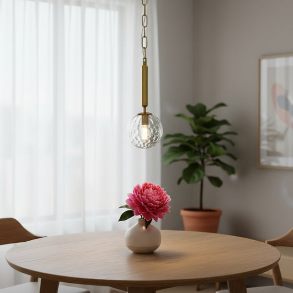 HomeRoots Clear Dimmable Metal Ceiling Light with Elegant Glass Shades for Modern Spaces - 60W Max Bulb Compatible 611623