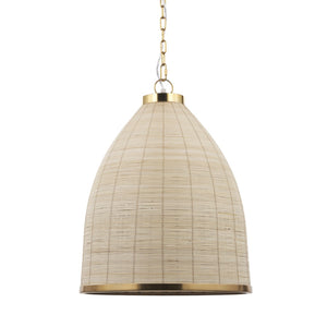 HomeRoots Brown Single Pendant Ceiling Light - Dimmable Rattan Shade for Modern Home Décor & Versatile Illumination 611626