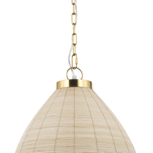 HomeRoots Brown Single Pendant Ceiling Light - Dimmable Rattan Shade for Modern Home Décor & Versatile Illumination 611626