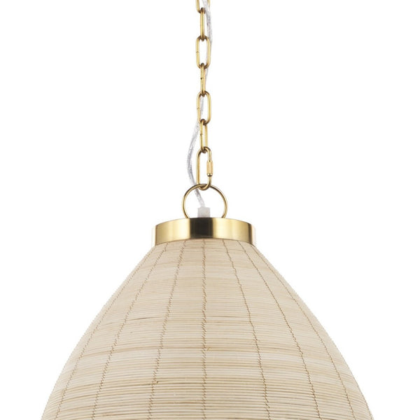 HomeRoots Brown Single Pendant Ceiling Light - Dimmable Rattan Shade for Modern Home Décor & Versatile Illumination 611626