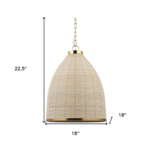 HomeRoots Brown Single Pendant Ceiling Light - Dimmable Rattan Shade for Modern Home Décor & Versatile Illumination 611626